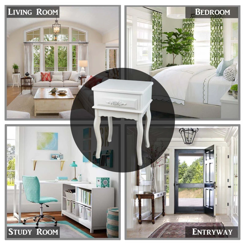 Home Garden Collections White Wood Nightstand Queen Anne Style Mid Century Console Table 5 Home Garden Collections White Wood Nightstand Queen Anne Style Mid Century Console Table - Image 3