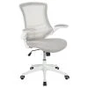 Offex Swivel Ergonomic Task Office Chair With White Frame, Light Gray