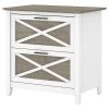 EFurnish Filing Cabinet, Tapered Legs With X-Patterned Front, Pure White/Shiplap Grey