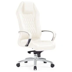 Zuri Furniture Sterling Modern Adjustable Executive Chair Cream Top Grain Leather