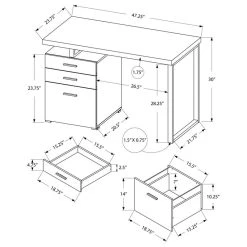 Monarch Specialties Computer Desk, Home Office, Laptop, Storage Drawers, 48"L, Work, Metal, Brown -Boraam Industries Shop adc192de09d67bb6 4003 w800 h800 b1 p0