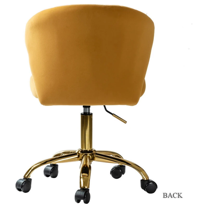 Karat Home Swivel Task Chair With Tufted Back, Mustard 6 Karat Home Swivel Task Chair With Tufted Back, Mustard - Image 4