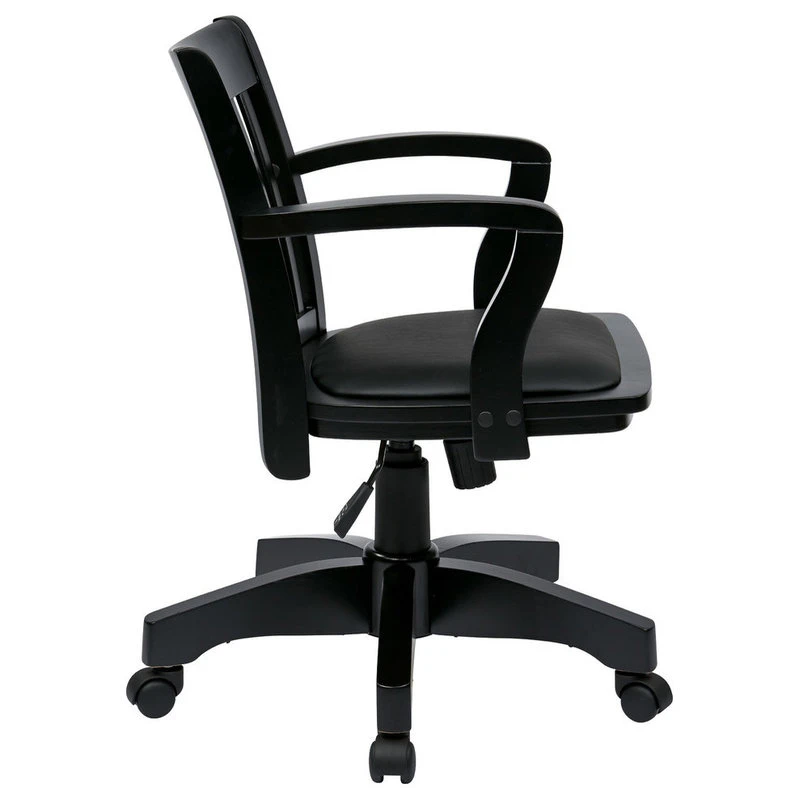 Office Star Products Deluxe Wood Banker's Chair With Vinyl Padded Seat, Black 4 Office Star Products Deluxe Wood Banker's Chair With Vinyl Padded Seat, Black - Image 2