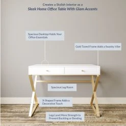 Belleze 42" Home Office Writing Computer Desk, X-Shaped Legs, White -Boraam Industries Shop b011d7c001556dc4 5228 w800 h800 b0 p0