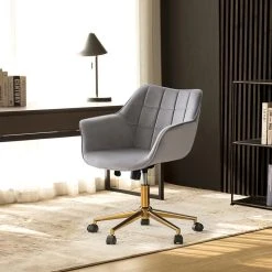 Duhome Elegant Lifestyle Square Tufted Velvet Home Office Chair, Grey -Boraam Industries Shop b071f93602874cb2 3451 w800 h800 b0 p0