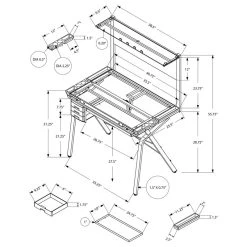 Monarch Specialties Drafting Table, Adjustable Angle, Drawing, Storage, Craft, Metal, Grey, Clear -Boraam Industries Shop b09198a400a3dba5 3984 w800 h800 b1 p0