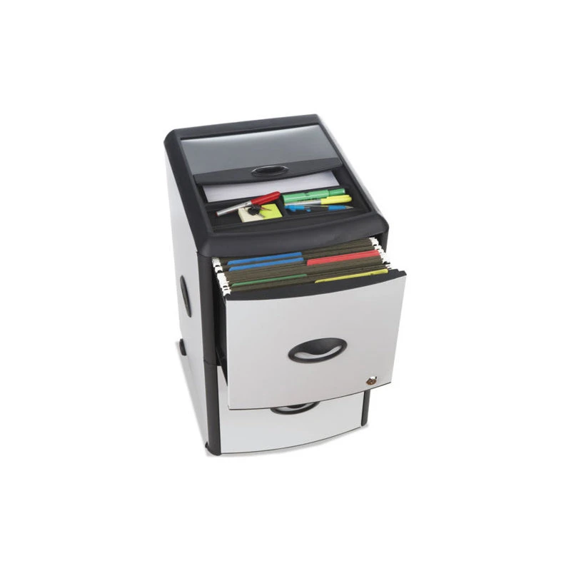 Storex 2-Drawer Mobile Filing Cabinet With Metal Siding, 19"x15"x23", Silver/Black 5 Storex 2-Drawer Mobile Filing Cabinet With Metal Siding, 19"x15"x23", Silver/Black - Image 3