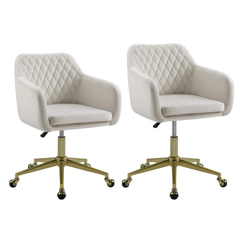 Linon Home Decor Products Linon Lyla Upholstered Quilted Office Chair In Off White 7 Linon Home Decor Products Linon Lyla Upholstered Quilted Office Chair In Off White - Image 5