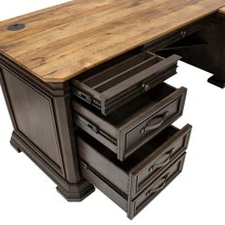 Martin Furniture Executve L-Desk And Return With Solid Wood Plank Tops, Fully Assembled, Brown -Boraam Industries Shop b2612e7100b951db 1091 w800 h800 b0 p0