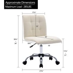 Duhome Elegant Lifestyle Square Tufted Desk Rolling Chair, White-Pu -Boraam Industries Shop b26195c20098c9db 5691 w800 h800 b1 p0
