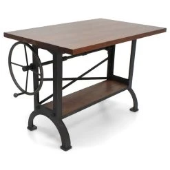 Rustic Deco Millworks Vintage Industrial Tilt Crank Drafting Desk - Provincial Finish -Boraam Industries Shop b3711a4b01b43770 2054 w800 h800 b1 p0