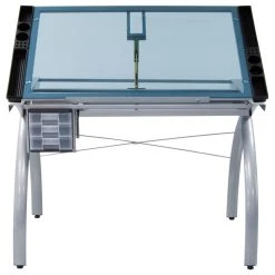 Studio Designs Futura Craft Station, Silver And Blue Glass -Boraam Industries Shop b4012a66072112b3 2118 w800 h800 b1 p0