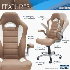 Rta Products- L Techni Mobili Sport Race Executive Chair, Camel -Boraam Industries Shop b4015ecf0ec5667d 5593 w800 h800 b0 p0