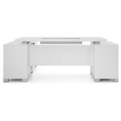Zuri Furniture 79” Ford White Matte Lacquer Desk Right Return Letter/Legal Filing Drawers