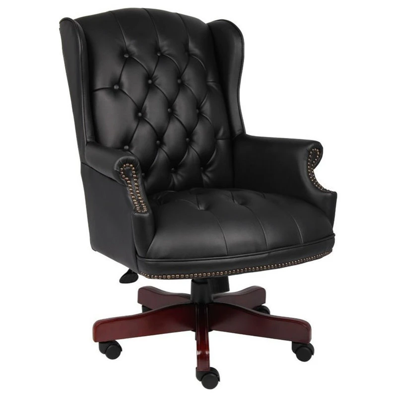 Boss Office Products Boss Office Traditional High Back Faux Leather Tufted Executive Chair In Black 3 Boss Office Products Boss Office Traditional High Back Faux Leather Tufted Executive Chair In Black