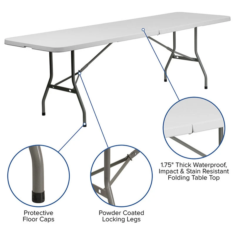Flash Furniture 8-Foot Bi-Fold Granite White Plastic Banquet And Event Folding Table 6 Flash Furniture 8-Foot Bi-Fold Granite White Plastic Banquet And Event Folding Table - Image 4