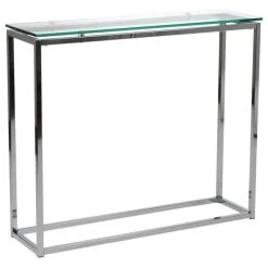 Euro Style Sandor Console Table, Clear Glass/Chrome -Boraam Industries Shop b791a4c70e6801b6 6131 w800 h800 b1 p0