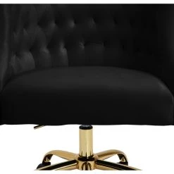 Meridian Furniture Arden Swivel And Adjustable Velvet Office Chair, Black, Rich Gold Base -Boraam Industries Shop b911368202682f3e 5383 w800 h800 b0 p0