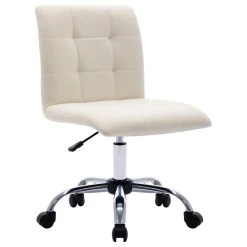 Duhome Elegant Lifestyle Square Tufted Desk Rolling Chair, White-Pu