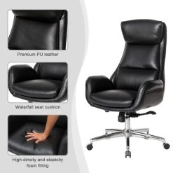Glitzhome Mid-Century Modern Air Leatherette Adjustable Swivel High Back Office, Black 21 Glitzhome Mid-Century Modern Air Leatherette Adjustable Swivel High Back Office, Black -Boraam Industries Shop ba01a0f90345385a 1027 w800 h800 b0 p0