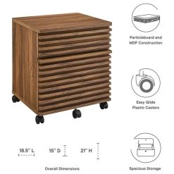 Modway Render Wood File Cabinet With Plastic Casters In Walnut -Boraam Industries Shop baa1de4e033f057c 8859 w800 h800 b1 p0