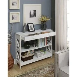 Convenience Concepts Oxford Console Table With Drawer In White Wood Finish -Boraam Industries Shop bb11e5590fc72ad0 3290 w800 h800 b0 p0
