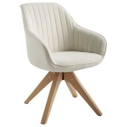 Art Leon Mid-Century Modern Swivel Fabric Upholstered Office Chair With Solid Wood Legs,