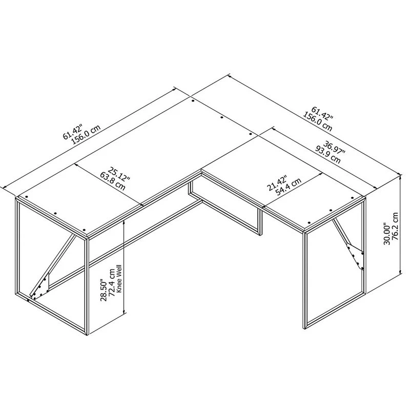 Bush Industries Refinery 62W L Shaped Industrial Desk With 37W Return 6 Bush Industries Refinery 62W L Shaped Industrial Desk With 37W Return - Image 4