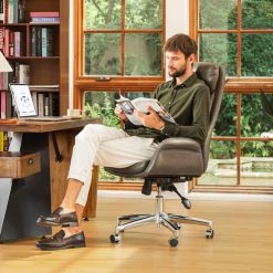 Glitzhome Mid-Century Leatherette Adjustable Swivel High Back Office Chair, Brownish Grey -Boraam Industries Shop bdc185b4034533fe 9913 w800 h800 b0 p0