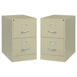 Home Square 2 Drawer Deep Metal Filing Cabinet Set In Putty (Set Of 2)