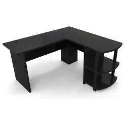 Ryan Rove Kristen Corner L-Shaped Computer Desk, Black