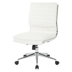 Office Star Products Armless Mid Back Manager's Faux Leather Chair In White With Chrome Base -Boraam Industries Shop c04102a6014963d7 9196 w800 h800 b1 p0