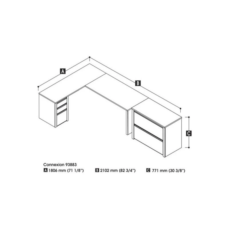Bestar Connexion L-Shaped Workstation With Lateral File, Slate And Sandstone 4 Bestar Connexion L-Shaped Workstation With Lateral File, Slate And Sandstone - Image 2