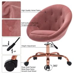 Duhome Elegant Lifestyle Button Tufted Velvet Papasan Rolling Chair, Pink -Boraam Industries Shop c09190b4003f0741 6693 w800 h800 b1 p0