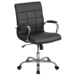 Flash Furniture Mid Back Faux Leather Swivel Office Chair In Black