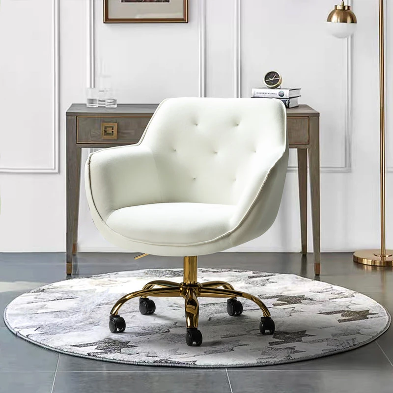 Karat Home Swivel Velvet Hight, Adjustable Task Chair With Tufted Back, Ivory 4 Karat Home Swivel Velvet Hight, Adjustable Task Chair With Tufted Back, Ivory - Image 2
