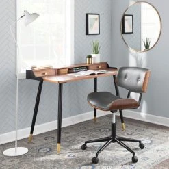 LumiSource Lombardi Height Adj. Office Chair, Walnut And Gray -Boraam Industries Shop c421c79403112131 7285 w800 h800 b0 p0