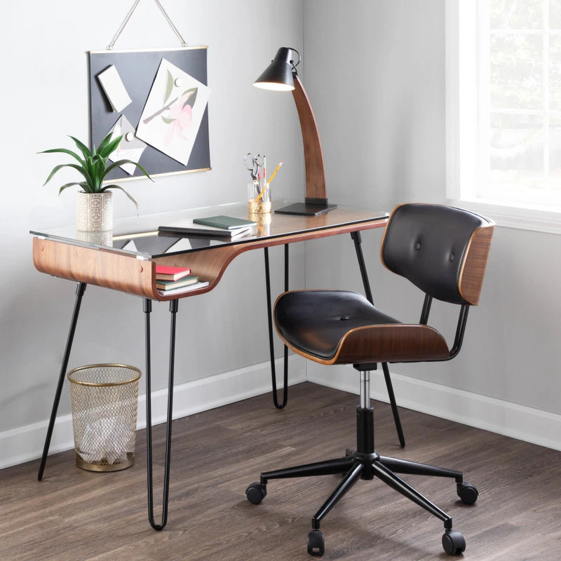 LumiSource Lombardi Height Adj. Office Chair, Walnut And Black 12 LumiSource Lombardi Height Adj. Office Chair, Walnut And Black - Image 10