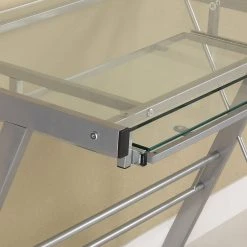 Walker Edison Home Office Glass Metal Computer Desk, Silver -Boraam Industries Shop c5219b4e0b2938b7 7591 w800 h800 b0 p0 1 1