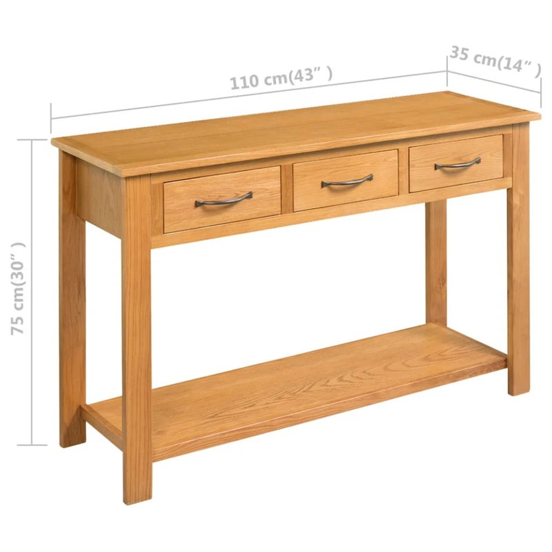 Vida XL International B.V. VidaXL Solid Oak Wood Console Table Entryway Table Accent Table Hallway Home 7 Vida XL International B.V. VidaXL Solid Oak Wood Console Table Entryway Table Accent Table Hallway Home - Image 5