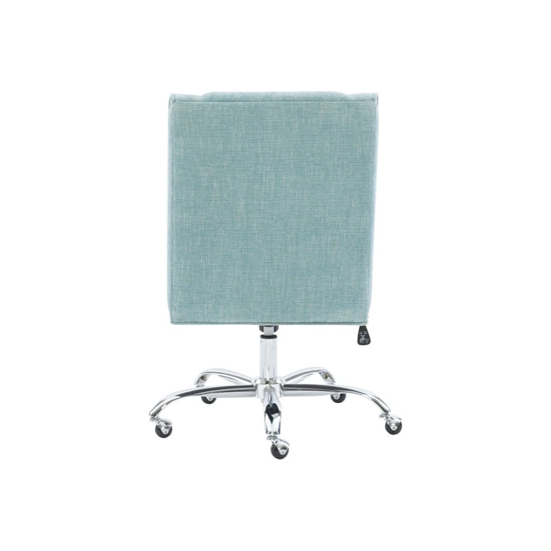 Linon Home Decor Products Linon Draper Wood Upholstered Office Chair In Aqua Blue 4 Linon Home Decor Products Linon Draper Wood Upholstered Office Chair In Aqua Blue - Image 2