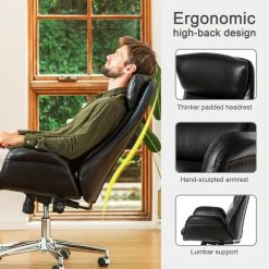 Glitzhome Mid-Century Modern Air Leatherette Adjustable Swivel High Back Office, Black 20 Glitzhome Mid-Century Modern Air Leatherette Adjustable Swivel High Back Office, Black -Boraam Industries Shop c5c166a303453859 1027 w800 h800 b0 p0