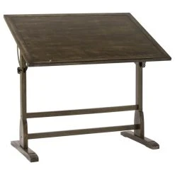 Offex Vintage Wood Drafting Table With 42"x 30" Adjustable Top, Distressed Black