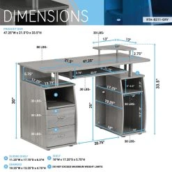 Rta Products- L Techni Mobili Complete Computer Workstation Desk With Storage, Grey 23 Rta Products- L Techni Mobili Complete Computer Workstation Desk With Storage, Grey -Boraam Industries Shop c681f3890f07270f 2914 w800 h800 b0 p0