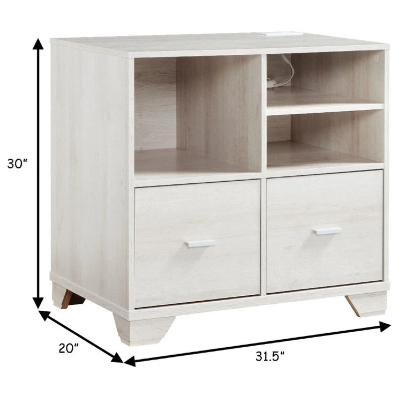 Benjara 31" File Cabinet Printer Stand Table With 2 Drawers, Oak White 7 Benjara 31" File Cabinet Printer Stand Table With 2 Drawers, Oak White - Image 5