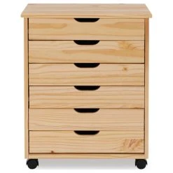 Linon Home Decor Products Linon Cary Six Drawer Wide Roll Cart With Natural Finish CT41NAT01 -Boraam Industries Shop c75175280223a683 3311 w800 h800 b1 p0