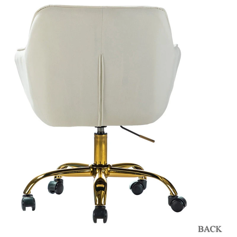 Karat Home Swivel Velvet Hight, Adjustable Task Chair With Tufted Back, Ivory 6 Karat Home Swivel Velvet Hight, Adjustable Task Chair With Tufted Back, Ivory - Image 4