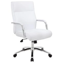 Boss Office Products Boss Mid Century Mod Executive Conference Chair In White