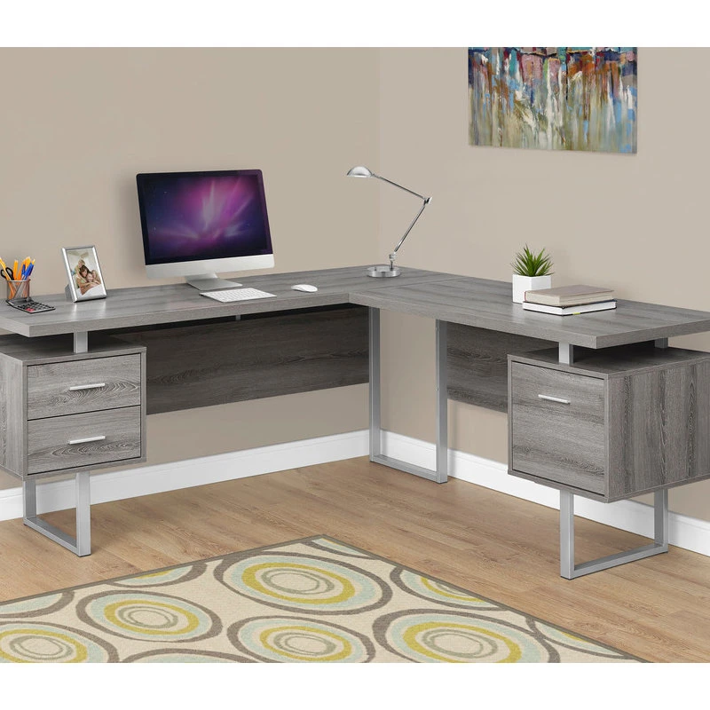 Monarch Specialties Computer Desk, Home Office, Corner, 70"L, L Shape, Work, Laptop, Metal, Brown, Taupe 4 Monarch Specialties Computer Desk, Home Office, Corner, 70"L, L Shape, Work, Laptop, Metal, Brown, Taupe - Image 2