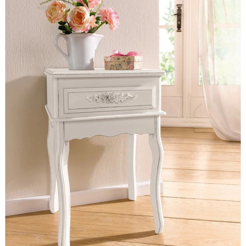 Home Garden Collections White Wood Nightstand Queen Anne Style Mid Century Console Table 8 Home Garden Collections White Wood Nightstand Queen Anne Style Mid Century Console Table - Image 6
